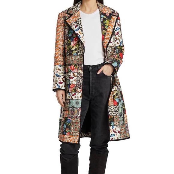 Alice + Olivia | Moya Quilted Patchwork Belted Coat (Multi/Black) - Picture 2 of 9
